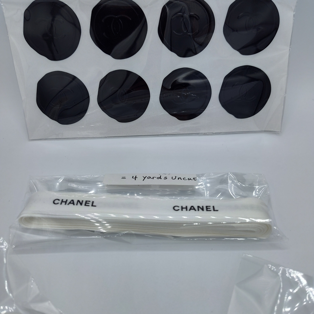 CHANEL Camellias Ribbon 4yd & CC Seal Stickers Set | Authentic Gift Packaging - Picture 3 of 5
